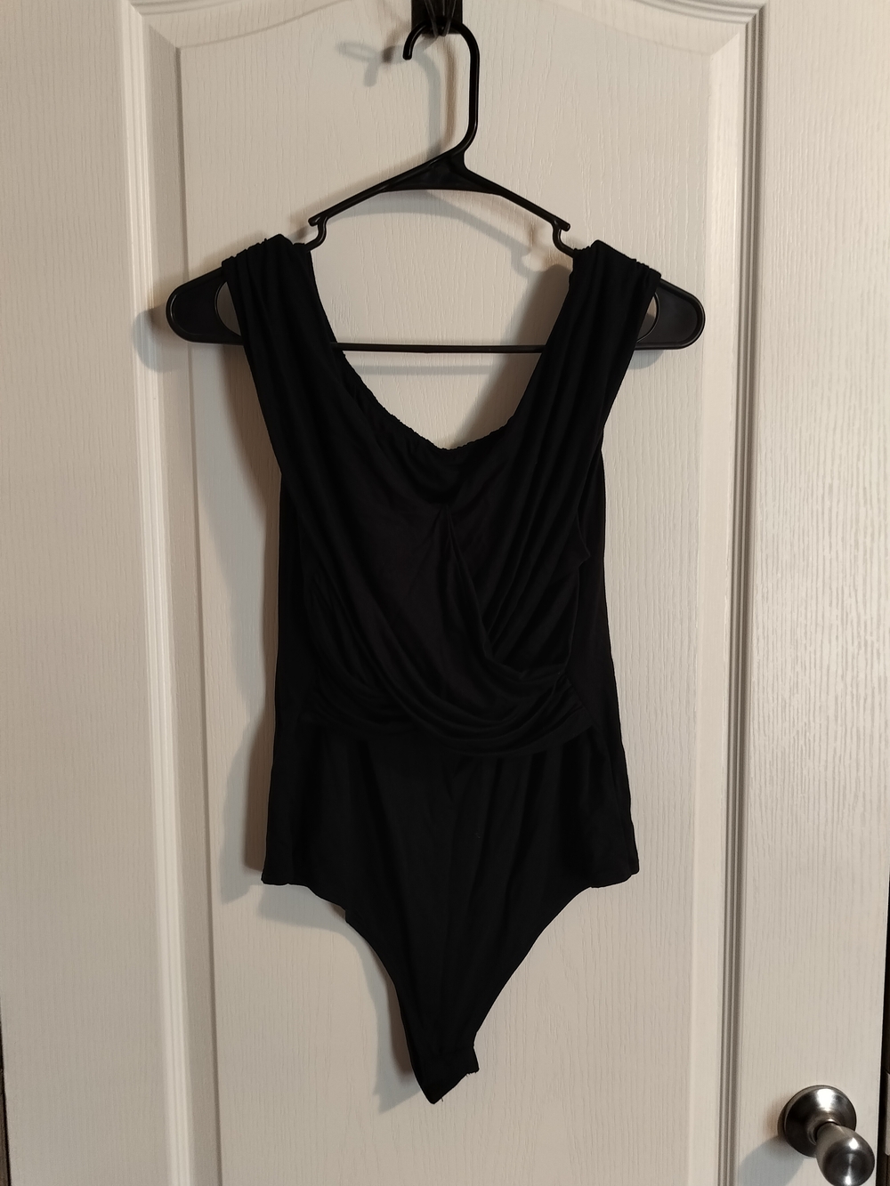 Fashion Nova Black Draped Front Tank Bodysuit